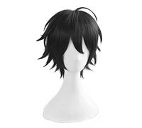 MANUKS Perruque Anime Cosplay pour Saburo Yamada Perruque,Short Black Perruque Cheveux synthétiques,Halloween Costume Cosplay,pour Fête Carnaval Noël