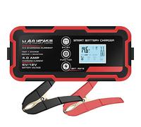 Manusage Chargeur Intelligent entièrement Automatique de 4 A, Chargeur de Batterie de Voiture Portable 6 V et 12 V, mainteneur de Batterie, Chargeur à régime Rapide, désulfateur de Batterie avec