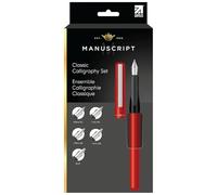 MANUSCRIPT Set de calligraphie classique pour droitier - 12 stylos de calligraphie pour débutants avec 1 stylo plume, 4 cartouches d'encre en quatre couleurs, 5 plumes, convertisseur d'encre et