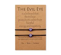 MANVEN 2 pièces Nazar Eye Kabbale Bracelet Bonheur Protection À La Main Famille Bracelet Cadeau pour Femmes Filles Hommes Amis Noir