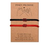 MANVEN 2PCS Bracelets de couple pour femmes Hommes Bracelet cordon noir et rouge réglable Lucky Protection Kabbalah Cadeaux d'anniversaire pour mari femme petit ami ami fiancé fiancée