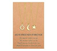 MANVEN 3pcs Collier Soleil et Lune Colliers pour Meilleur Ami Bijoux de l'amitié Cadeaux pour les Amis Sœurs Femmes Filles Couple Mère et fille Cadeau d'anniversaire Collier Etoile Or