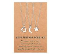 MANVEN 3pcs Collier Soleil et Lune Colliers pour Meilleur Ami Bijoux de l'amitié Cadeaux pour les Amis Sœurs Femmes Filles Couple Mère et fille Cadeau d'anniversaire Collier Etoile Argent