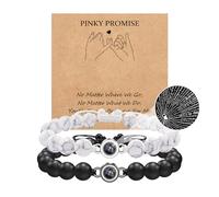 MANVEN Assortis Bracelets Couple Cadeau Couple Bracelet en Commun Couple Projection 100 Langues Je T'aime Cadeaux Amoureux de St Valentin Anniversaire 8 mm Bracelet Perles pour Petit Ami