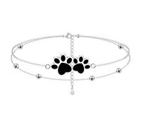 MANVEN Bracelet Cheville Femme Chaine de Cheville Argent Réglable Bracelet de Cheville Patte de Chien Cadeau Pour Fille Femme Pour PropriéTaire De Chien Anniversaire Bijoux Acier Inoxydable 316L