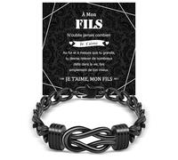 MANVEN Bracelet pour mon Fils Cadeau À Mon Fils pour Hommes Garçon Cadeaux Anniversaire 20 16 17 18 ans d'Anniversaire Noël Acier Inoxydable