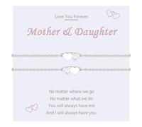 MANVEN Bracelets Mère Fille Cadeau Pour Mère Fille Bracelet Coeur en Acier Inoxydable pour Filles Cadeaux D'anniversaire Bracelets Assortis Set 2 pour Maman Fille Petite Fille Fête des Mères Cadeaux