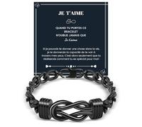 MANVEN Cadeau Homme Bracelet Homme Je t'aime Saint Valentin Cadeau Anniversaire Noel D'Anniversaire pour Lui Bijoux Copain Mari Petit Ami Fiancés Bracelet