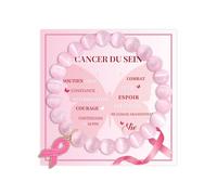 MANVEN Octobre Rose Bracelet Sensibilisation Cancer du Sein avec pour Femme | Octobre Rose Accessoires 2026 Cadeau pour Amis Famille Collègues Idee Original Cadeaux Bracelet Perlé Rouge