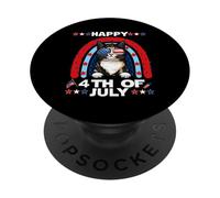 Manx Cat Happy 4th of July Patriotic American Cats Lovers PopSockets PopGrip Adhésif