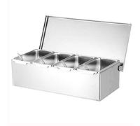 MANXUEUP Boîte d'assaisonnement en Acier Inoxydable Boîte d'assaisonnement à Quatre Compartiments pour ménage, boîte d'assaisonnement pour boîte de Rangement Domestique