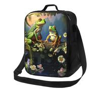 Many Frogs Sing on The Branches Sac à déjeuner pour homme et femme Grande capacité Boîte à déjeuner isotherme réutilisable avec bandoulière réglable pour adultes