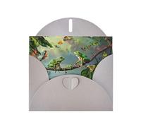 Many Frogs Sing on The Branches Summer Butterflies Prints Pearl Paper Horizontal Festival Carte de vœux pour cartes d'anniversaire et toutes les occasions, gris
