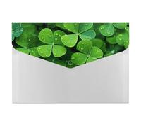 Many Green Clover Organiseur de documents accordéon à 6 poches avec étiquettes et enveloppes en plastique avec fermeture à pression 33 x 23 cm