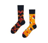 Many Mornings Apple Hedgehog Chaussettes multicolores avec un hérisson, coton, pommes, feuilles, forêt, automne