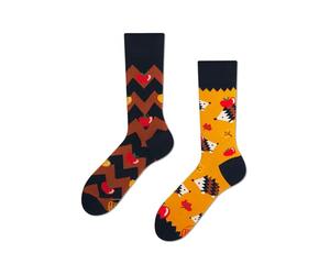 Many Mornings Apple Hedgehog Chaussettes multicolores avec un hérisson, coton, pommes, feuilles, forêt, automne (43-46)