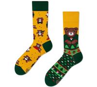 Many Mornings - Automne Teddy - Chaussettes d'automne avec ours, Vert, jaune., 39-42