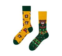 Many Mornings - Autumn Teddy - Chaussettes d'automne avec ours, Vert, jaune., 35-38