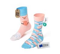 Many Mornings Chaussettes colorées amusantes pour femmes et hommes Chaussettes amusantes en coton inégales Cadeaux amusants Différentes tailles, Piggy Dream, 43-46