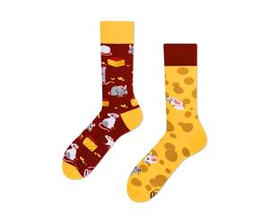 Many Mornings Chaussettes mixtes Mouse & Cheese Mismatched, Multicolore, 35-38