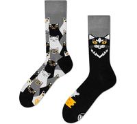 Many Mornings Chaussettes unisexes Fluffy Alpaca Mismatched, Black Cat, 43-46