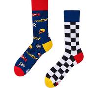 Many Mornings Formula Racing Chaussettes dépareillées, Black, White, Green, 35-38 Mixte