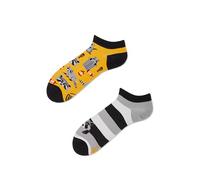 Many Mornings - Raccoon Bandit Low - Chaussettes de baskets mixtes - Raton laveur, noir, jaune, gris, blanc, 39-42