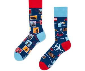 Many Mornings The Traveler Chaussettes dépareillées, Blue, 39-42 Mixte
