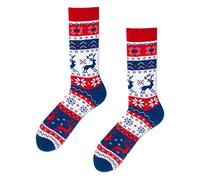 Many Mornings Warm Rudolph Chaussettes multicolores avec rennes, coton, neige, hiver, nature sauvage (35-38)