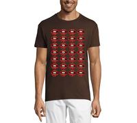Many Red Lips Pop Art Crew Neck Cotton T-Shirt Homme Chocolat, chocolat, XL