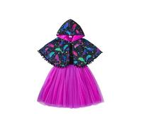 Manyakai 2 Costumes De Jeu De Rôle Chauve - Souris Enfant Fille Costumes D'halloween Cape Imprimée Et Robe Sans Manches Carnaval Thème Fête Noël 12 Mois-6 Ans Violet 5-6 ans