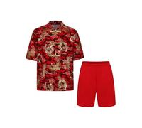 Manyakai Broderie Dragon Robe Tang Garçon Kung Fu Chinois Traditionnel Vêtements D'arts Martiaux Tang Vêtements De Performance Jeu De Rôle Rouge G 15-16 ans