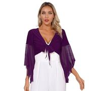 Manyakai Cache Coeur Danse Classique Femme Manche Longue Haut Danse du Ventre Top Danse Orientale Latine Dancewear A Violet Foncé Taille Unique