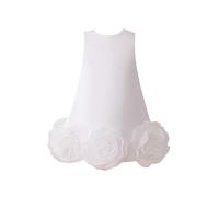 Manyakai Col Rond sans Manches Bébé Fille 3D Grande Fleur Party Dress Robe Zippée Invisible Au Dos Parfait Mariages d'anniversaire Concours Beauté 3-8 Ans Blanc 4-5 Ans