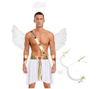 Manyakai Costume D'Amour Pour Hommes Adultes Déguisement Ange Homme Costume D'Amour Pour Toussant Festival De Musique Fête En Forme De Cœur Blanc M