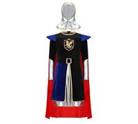 Manyakai Costume De Chevalier Médiéval Enfant Avec Chapeau Déguisement Garçon Chevalier Halloween Cosplay Carnaval 6-16 Ans Bleu royal 15-16 ans