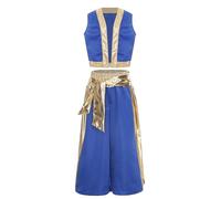 Manyakai Costumes Cosplay Enfants Garçons 2 Prince Arabe Débardeur Lâche Pantalon Costumes D'halloween Fête De Noël Carnaval Ensemble Jeu De Rôle 5-16 Ans Bleu royal 13-14 ans