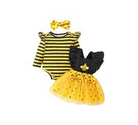 Manyakai Costumes D'halloween Bébé Fille Costumes Cosplay Pour Abeilles Ensemble 3 Pcs Pantalons Unis Robe Imprimé Abeille Avec Bandeau Carnaval Noël 0-18 Mois Type A 12-18 mois