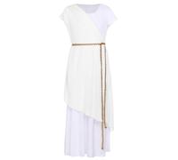 Manyakai Empereur Romain César Robes Grecques Antiques Fille Costume De Dieu Grec Costumes D'halloween Carnaval De Noël Enfants 6-16 Ans Blanc 7-8 ans