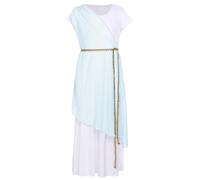 Manyakai Empereur Romain César Robes Grecques Antiques Fille Costume De Dieu Grec Costumes D'halloween Carnaval De Noël Enfants 6-16 Ans Bleu clair 7-8 ans
