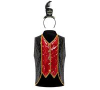 Manyakai Enfants Fille Chef File Show Man Dresseur De Lions Spectacles sur Scène Performance Scène Halloween Costume De Théâtre Noir 9-10 Ans