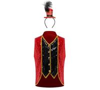 Manyakai Enfants Fille Chef File Show Man Dresseur De Lions Spectacles sur Scène Performance Scène Halloween Costume De Théâtre Rouge 9-10 Ans