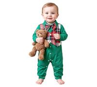 Manyakai Garçon Tenue De Gentleman Pour Noël Grenouillères Formelle Romper | Noeud Papillon À Carreaux Décoratif,Pour Nouveau Né Nourrissons De 18 Mois,Boutons L'Entrejambe,Cadeau La Fête Du Bébé