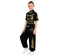 Manyakai Garçon Vêtements De Kung Fu pour Enfants Uniformes Traditionnels De Tai Chi Performances d'art Martiaux Noël Cadeaux d'anniversaire Noir 6-7 Ans