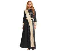 Manyakai Halloween Femme Robe De Prêtre Jeu De Rôle Fermeture éclair Sur Le Devant Uniforme Sacré Élégant Solennelle Noir XL