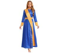 Manyakai Halloween Femme Robe De Prêtre Jeu De Rôle Fermeture éclair Sur Le Devant Uniforme Sacré Élégant Solennelle Bleu royal S