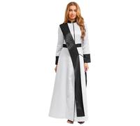 Manyakai Halloween Femme Robe De Prêtre Jeu De Rôle Fermeture éclair Sur Le Devant Uniforme Sacré Élégant Solennelle Blanc L