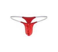 Manyakai Homme Culotte Masculine Thong String Caleçon Grande Taille Culottes en Caoutchouc De Latex Culottes en PVC Look Mouillé Date Nuit Rouge Taille Unique
