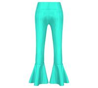 Manyakai Pantalon de Danse Modern Jazz Fille Enfant Métallisé Brillant Leggings Disco Bal Pantalon à Pattes d'éléphant Clubwear 5-16 Ans A Lac Vert 5-6 Ans