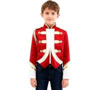 Manyakai Veste D'orchestre Militaire Uniforme Garde D'honneur Petit Garçon Enfants Blouse Manches Longues Couleur Clash Fête Carnaval 5-16 Ans Rouge 7-8 ans